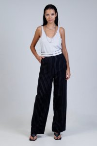 Striped pants black