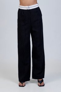 Striped pants black