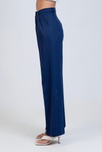 Straight pleated pants navy