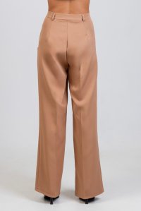 Straight pleated pants camel