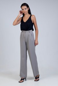 Straight pleated pants grey