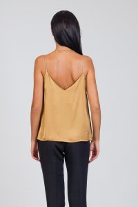 Satin top with knitted details gold