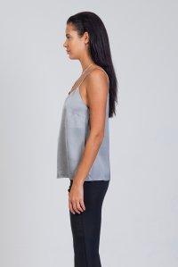 Satin top with knitted details grey