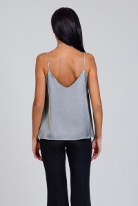 Satin top with knitted details grey