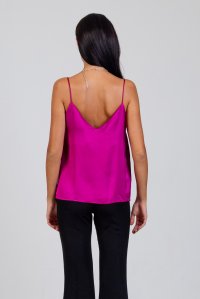 Satin top with knitted details fuchsia