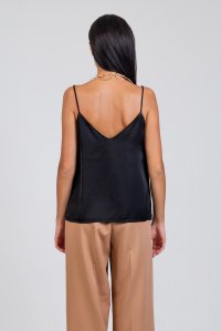 Satin top with knitted details black