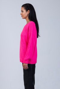 Alpaca blend basic sweater neon fuchsia