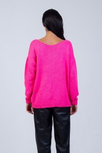 Alpaca blend basic sweater neon fuchsia