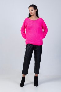 Alpaca blend basic sweater neon fuchsia