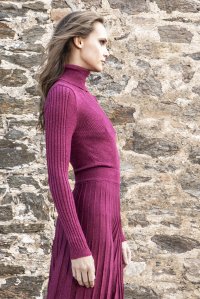 Lurex turtleneck sweater bordeaux