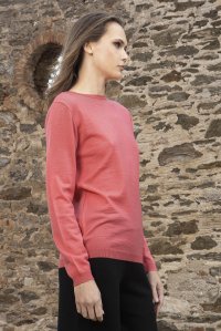 Wool blend basic sweater camelia rose