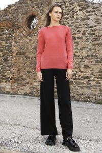 Wool blend basic sweater camelia rose