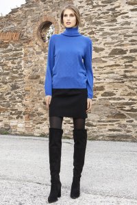 Wool blend turtleneck sweater royal blue