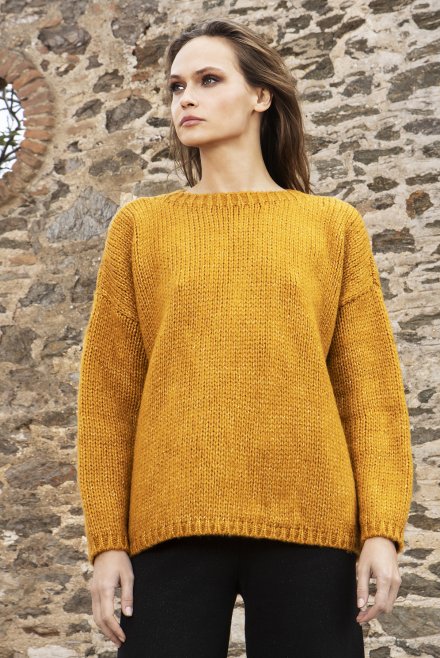 Mohair-lurex blend oversized sweater ochre