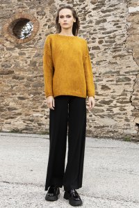 Mohair-lurex blend oversized sweater ochre