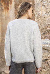 Kid-mohair sequined v-neck  sweater grey