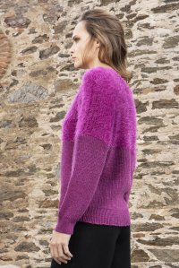 Faux fur alpaca-lurex blend sweater magenta