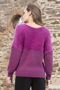 Faux fur alpaca-lurex blend sweater magenta