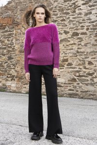 Faux fur alpaca-lurex blend sweater magenta