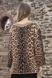 Alpaca blend leopard relaxed sweater leopard camel