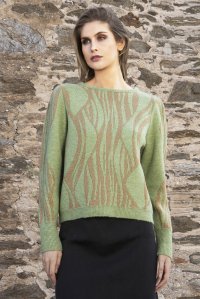 Jacquard sweater with lurex μιντ-gold