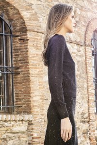 Padded viscose-blend sweater with sequins black