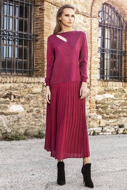 Lurex cut-out πουλόβερ bordeaux