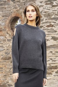 Cut-out sweater black-ivory