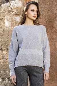 Μάλλινο rib  πουλόβερ medium grey