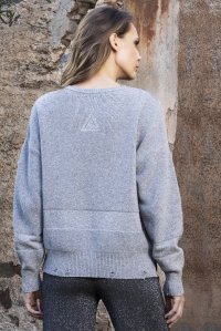 Μάλλινο rib  πουλόβερ medium grey