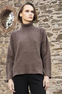 Wool turtleneck cropped sweater brown