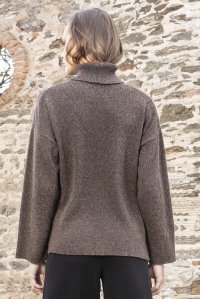 Wool turtleneck cropped sweater brown