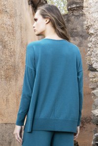 Viscose-blend sweater petrol