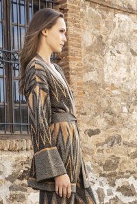 Ζακάρ ζακέτα με lurex black gold-dark grey-camel