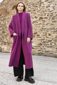 Alpaca blend coat magenta