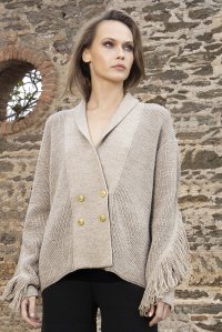 Alpaca blend english rib fringed cardigan greize