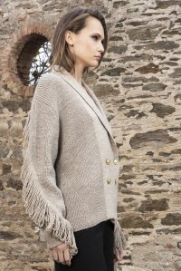 Alpaca blend english rib fringed cardigan greize