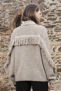 Alpaca blend english rib fringed cardigan greize