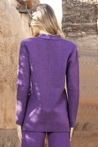 Woo-Lurex  double breasted knitted blazer violet