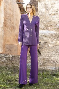 Woo-Lurex  double breasted knitted blazer violet