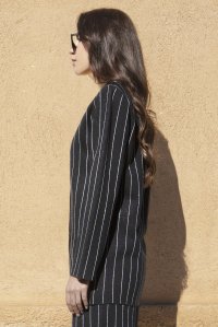 Pin-stripe wool-lurex  blazer black-anthracite