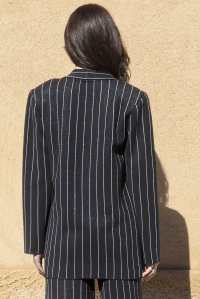 Pin-stripe wool-lurex  blazer black-anthracite