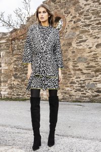 Viscose-lurex blend leopard cardigan ivory -black-lime