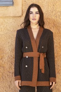 Ζακάρ σακάκι από lurex και βισκόζη black-amber brown