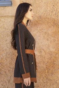 Ζακάρ σακάκι από lurex και βισκόζη black-amber brown