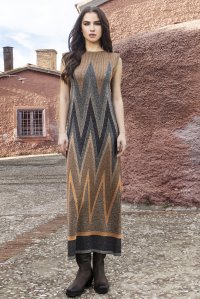 Ζακάρ φόρεμα με lurex black gold-dark grey-camel