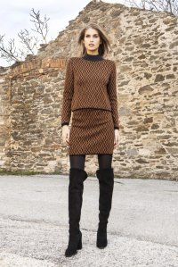 Ζακάρ μπλούζα με βισκόζη και lurex black-amber brown