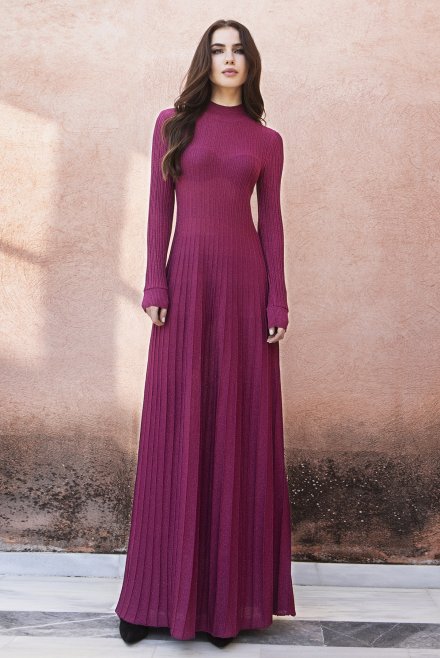 Lurex maxi dress bordeaux