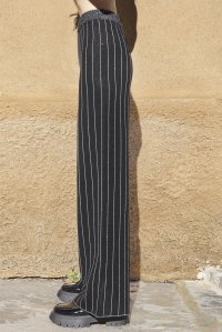 Pin-stripe wool-lurex pants black-anthracite