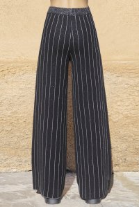 Pin-stripe wool-lurex pants black-anthracite